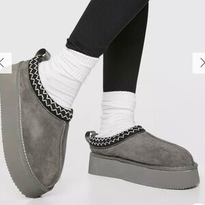 Gray Platform Slip-On Shoes